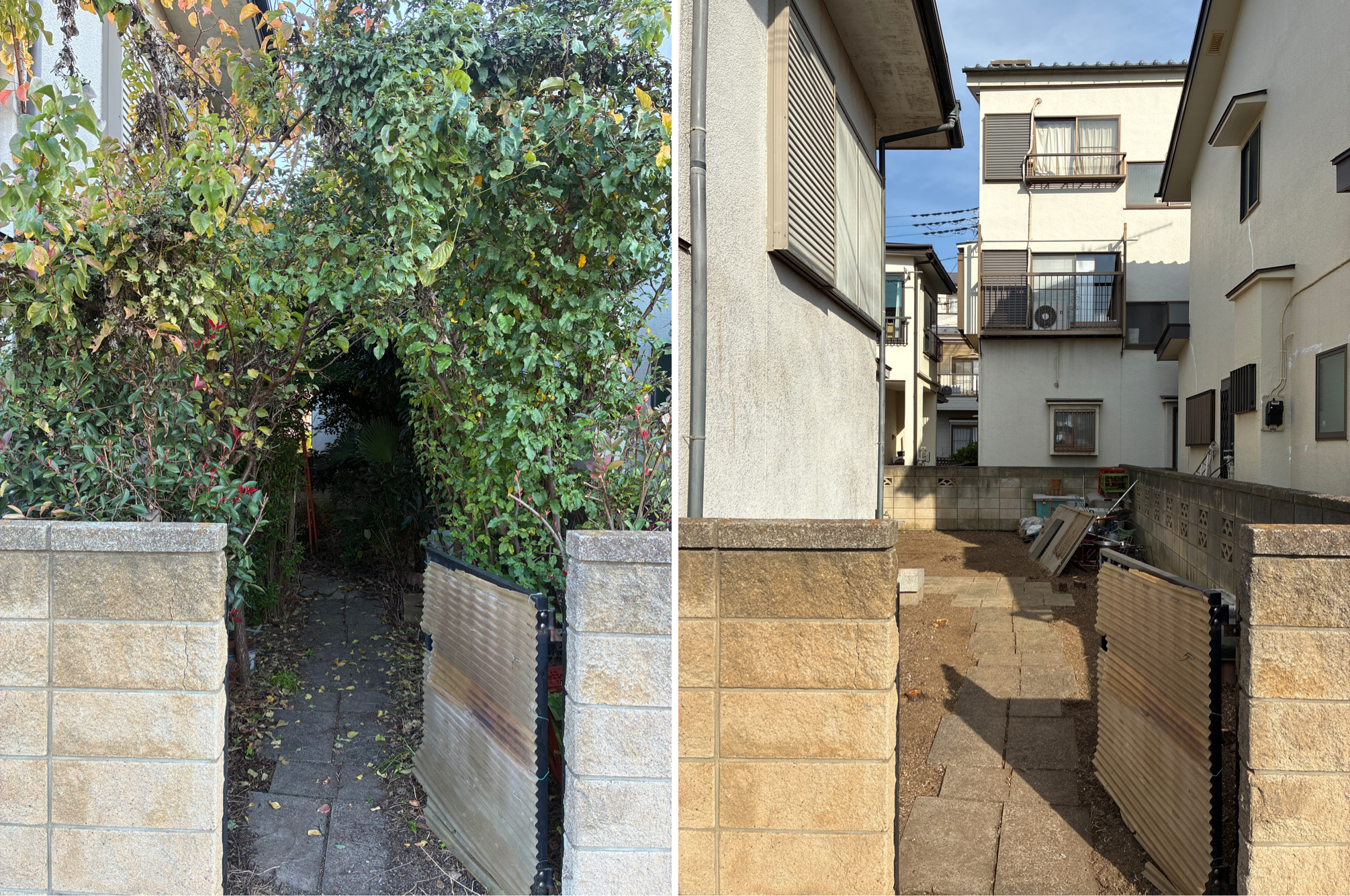 丁寧なお庭じまいのビフォーアフター写真　川越市近郊　長尾アートガーデンの仕事