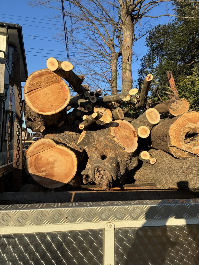 伐採木運搬　長尾アートガーデン